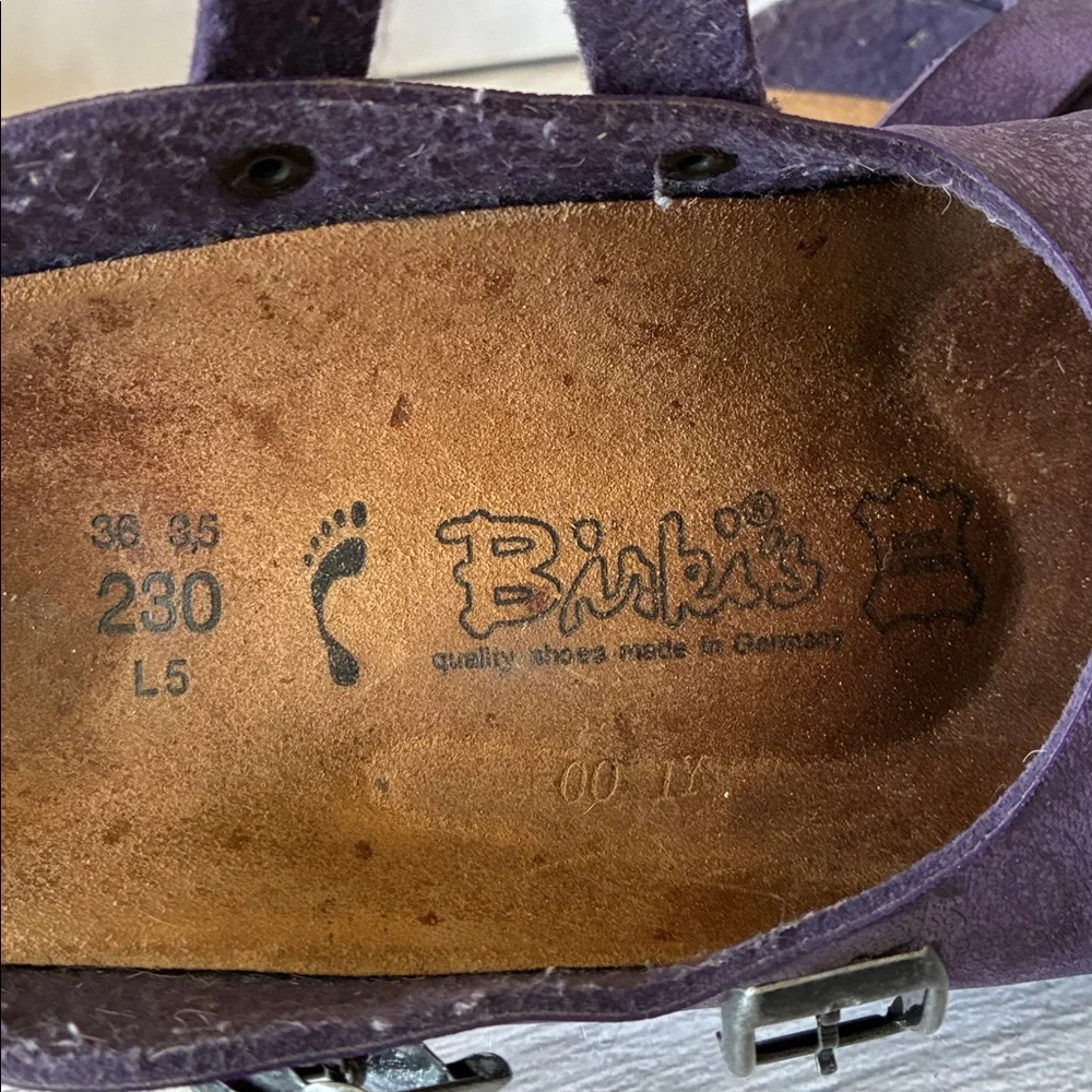 Birkenstock Birki's Dorian Purple Leather Crisscross Clogs Size 36 - Picture 10 of 13